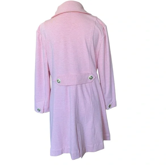 CAbi Take 5 Long Topper Jacket Coat Pink Tweed Button Front Sz M Career Stretch - Picture 6 of 15